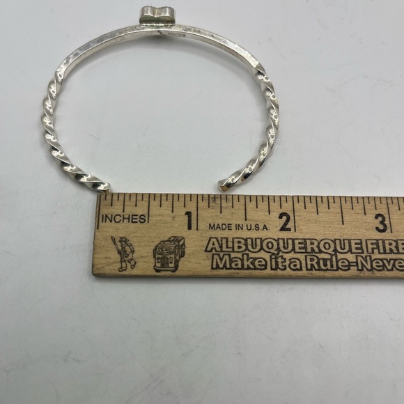 Sterling Silver Heart Turquoise Bangle Bracelet - Handmade. Southwestern Native - Picture 6 of 7